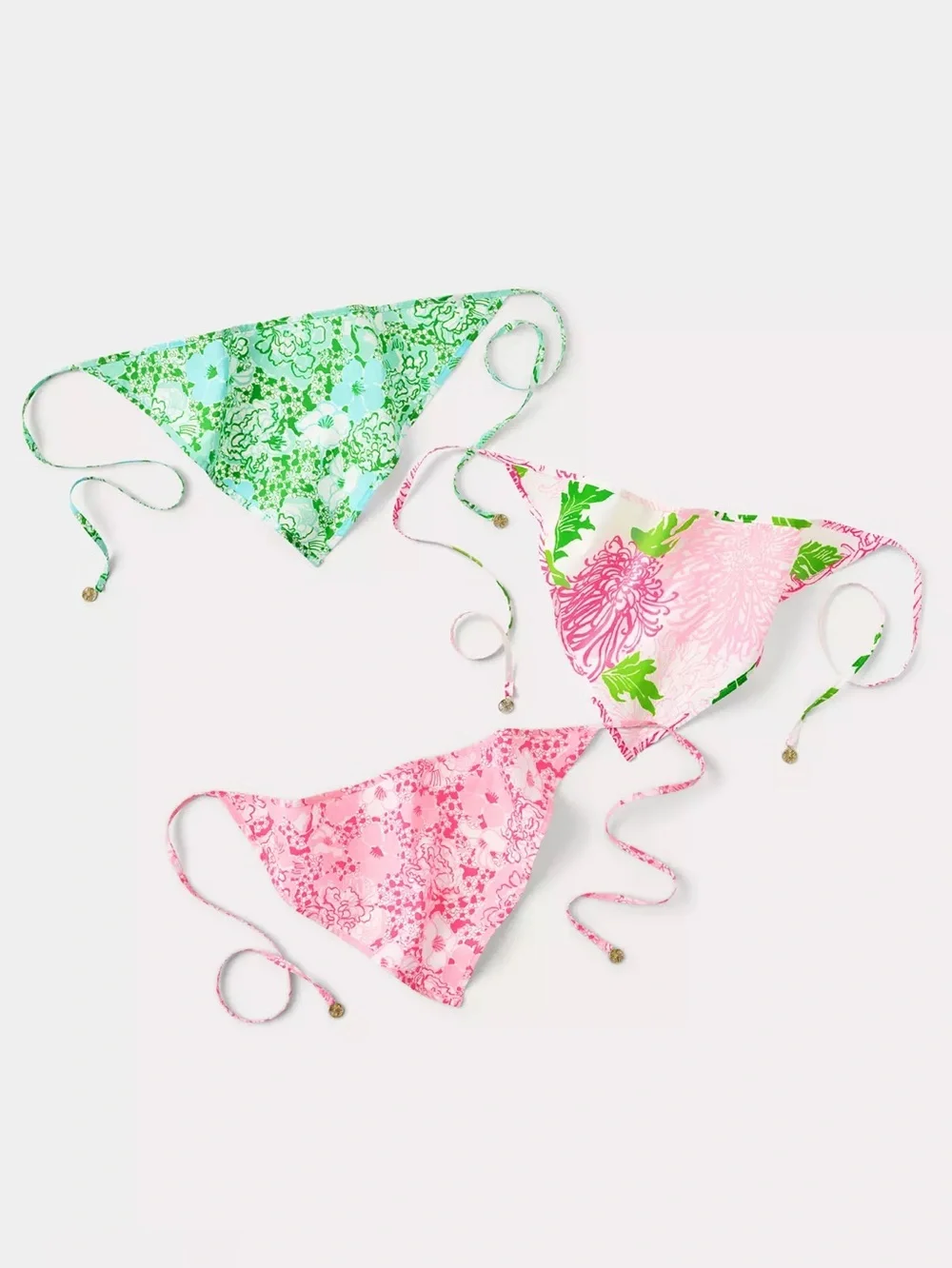 Lilly Pulitzer Floral Bandana Trio in Pink & Green NWOT